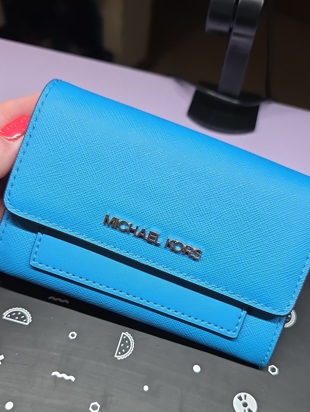 Michael Kors Turquoise Saffiano Compact Wallet